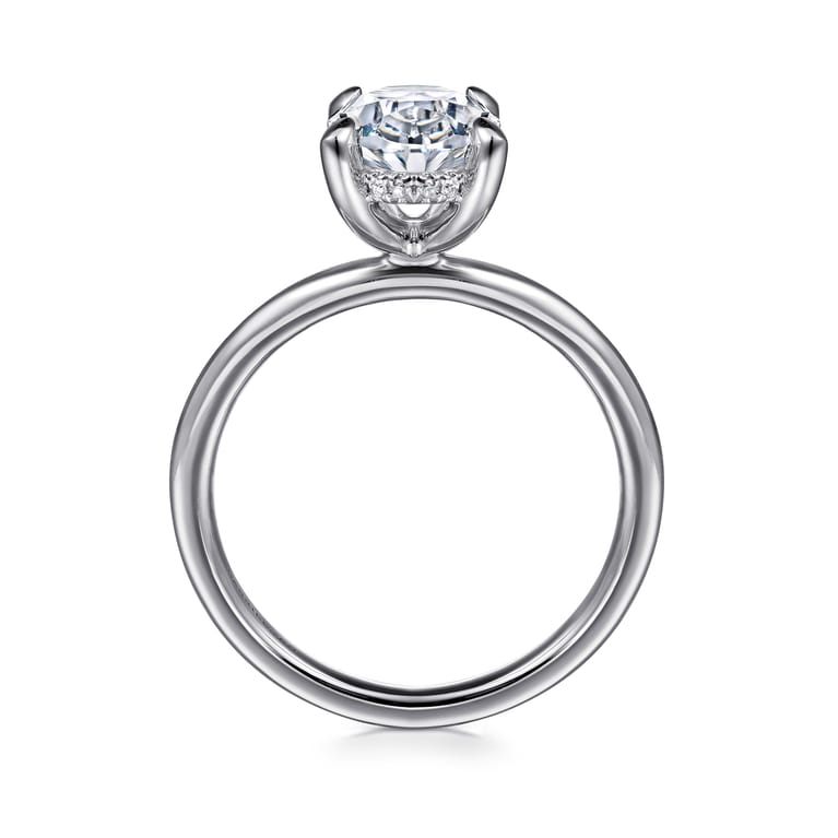 Anuk - 14K White Gold Oval Diamond Engagement Ring - 0.07 ct - Shot 2