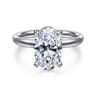 Peace - 14K White Gold Oval Diamond Engagement Ring - 0.08 ct