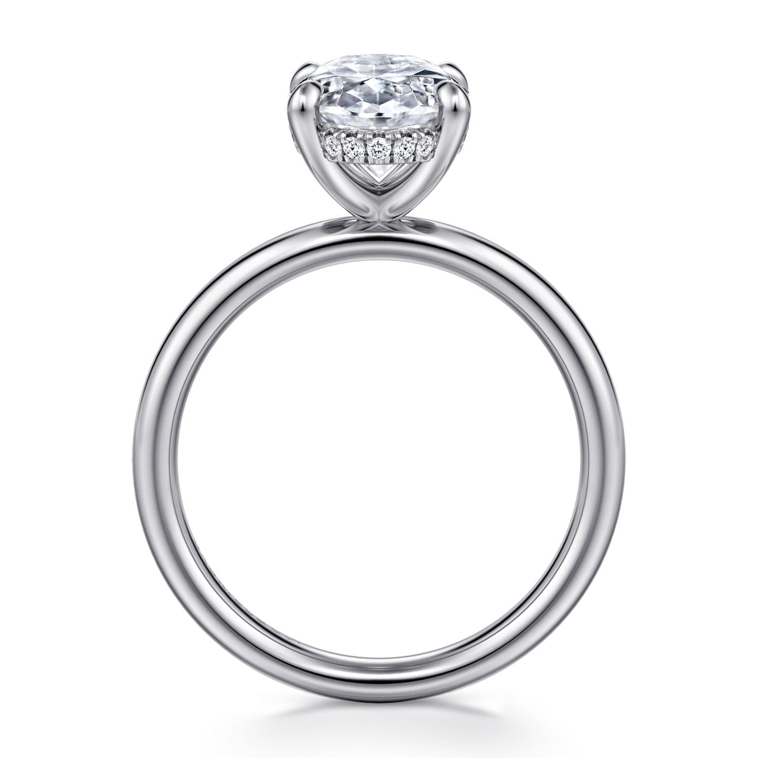 Peace - 14K White Gold Oval Diamond Engagement Ring - 0.08 ct - Shot 2