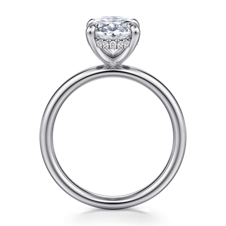 Peace - 14K White Gold Oval Diamond Engagement Ring - 0.08 ct - Shot 2