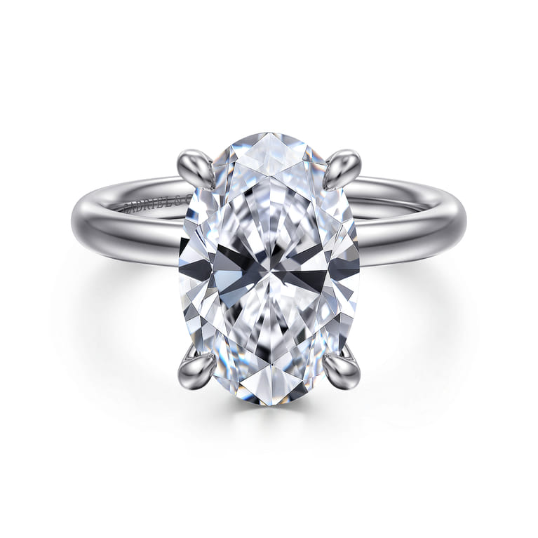 Peace - 14K White Gold Oval Diamond Engagement Ring - 0.1 ct - Shot 1