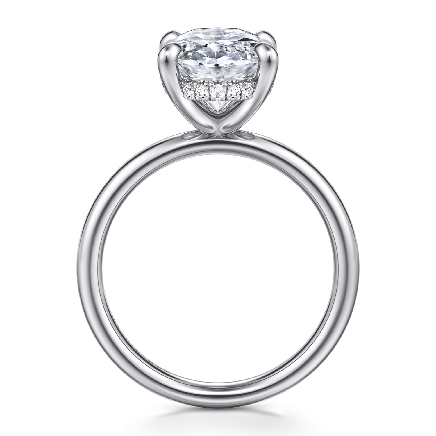 Peace - 14K White Gold Oval Diamond Engagement Ring - 0.1 ct - Shot 2