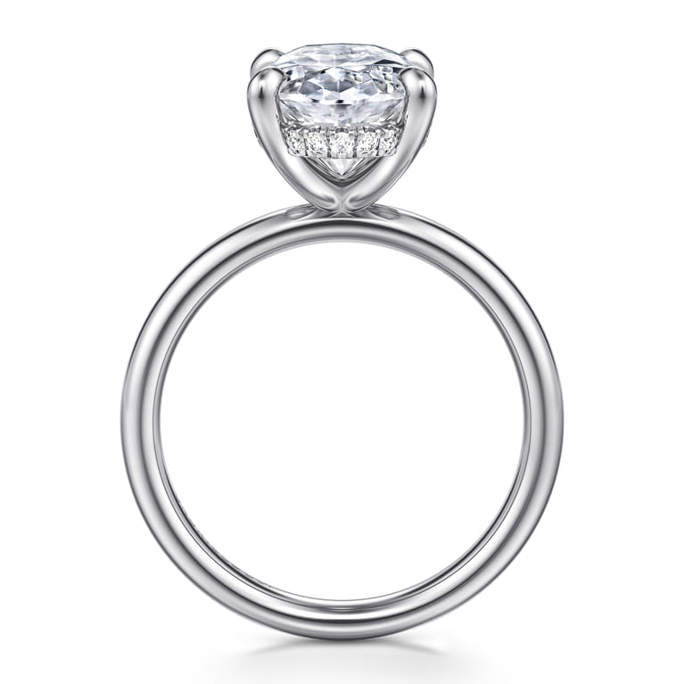 Peace - 14K White Gold Oval Diamond Engagement Ring - 0.1 ct - Shot 2