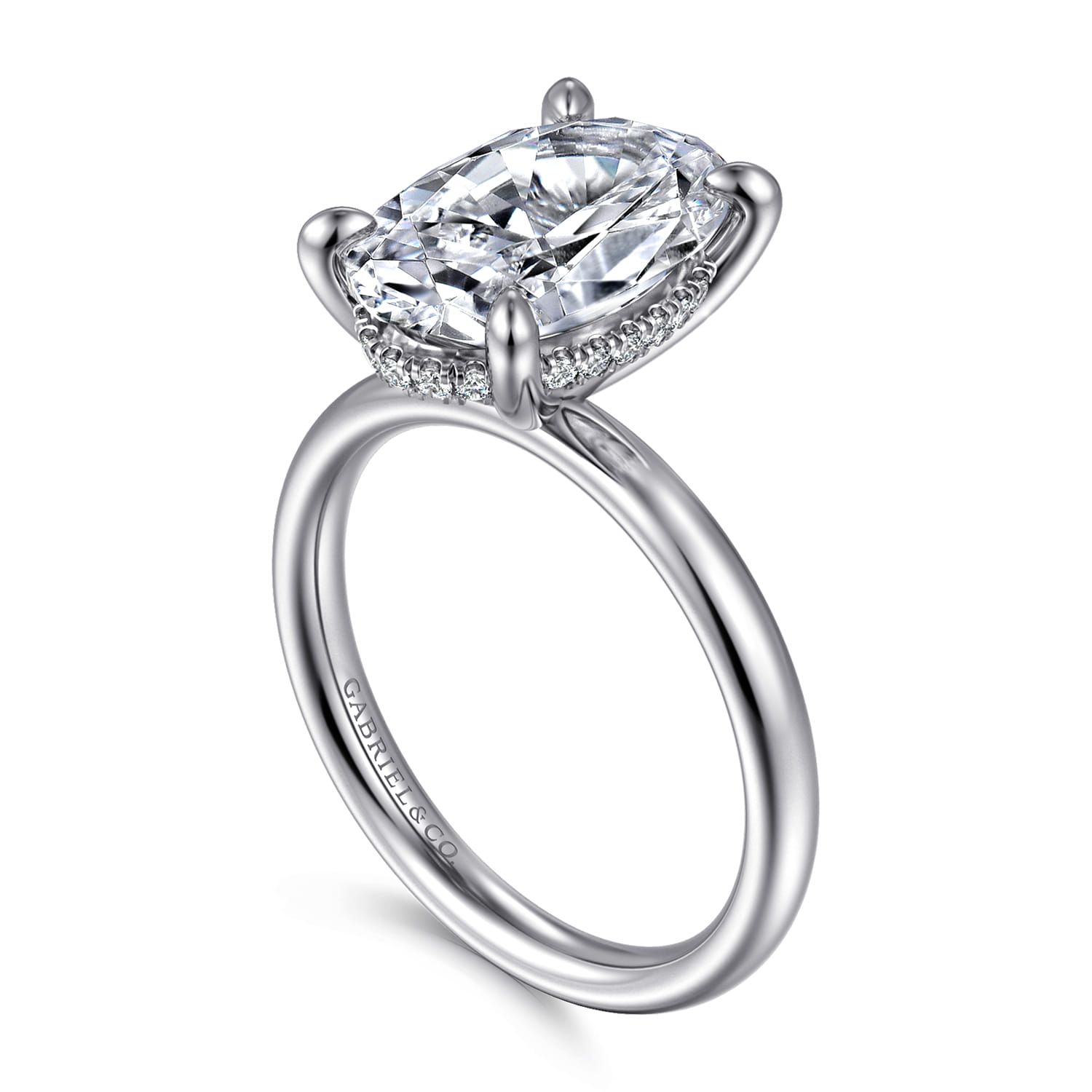 Peace - 14K White Gold Oval Diamond Engagement Ring - 0.1 ct - Shot 3