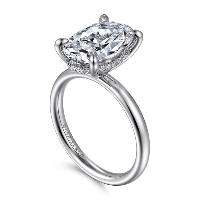 Peace - 14K White Gold Oval Diamond Engagement Ring - 0.1 ct - Shot 3