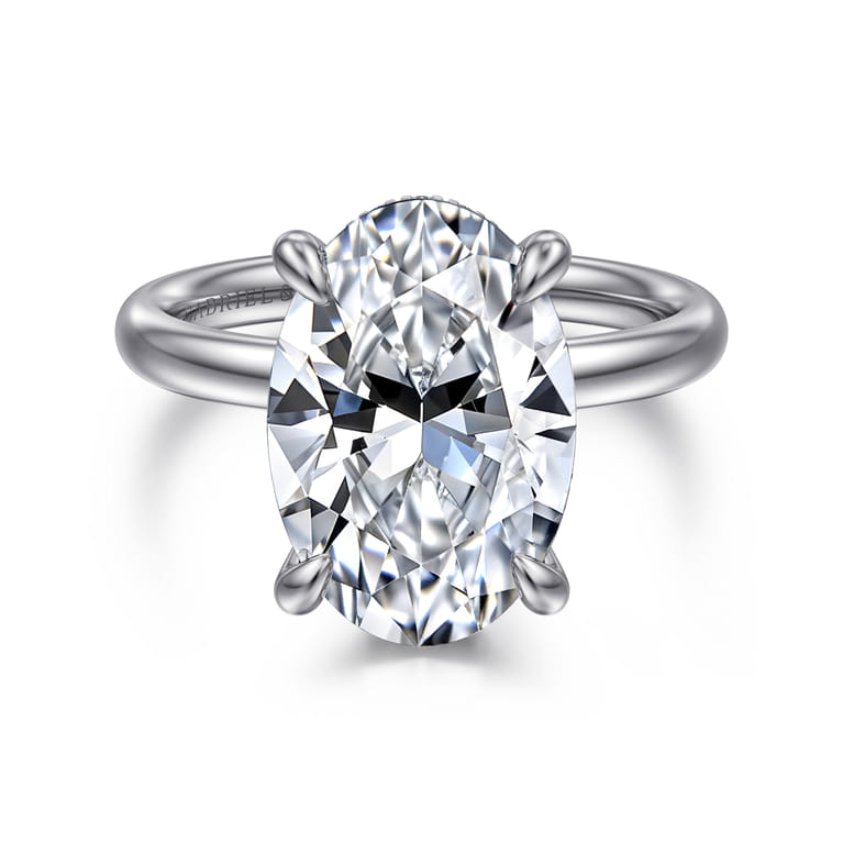Peace - 14K White Gold Oval Diamond Engagement Ring - 0.13 ct - Shot 1