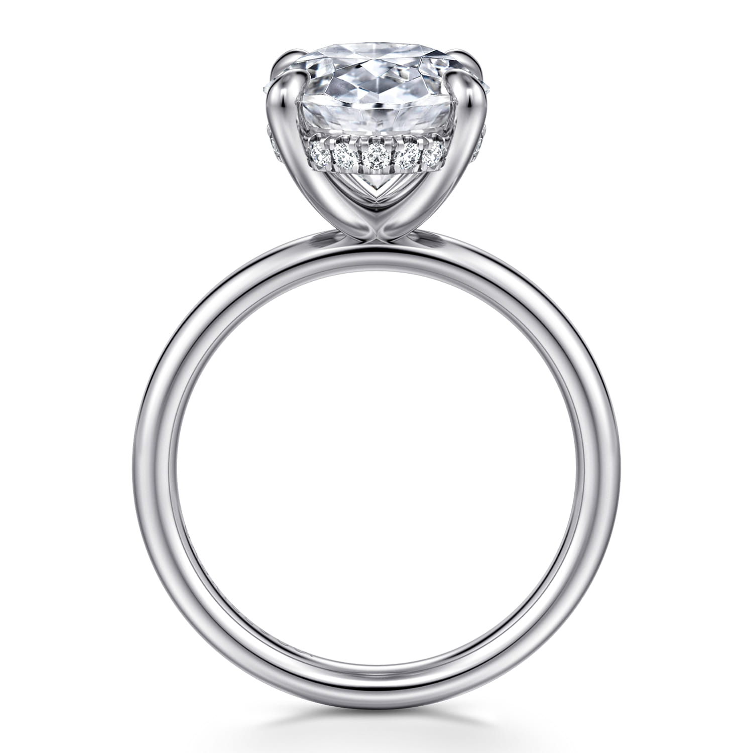 Peace - 14K White Gold Oval Diamond Engagement Ring - 0.13 ct - Shot 2