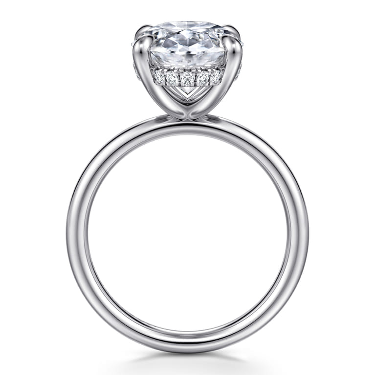 Peace - 14K White Gold Oval Diamond Engagement Ring - 0.13 ct - Shot 2