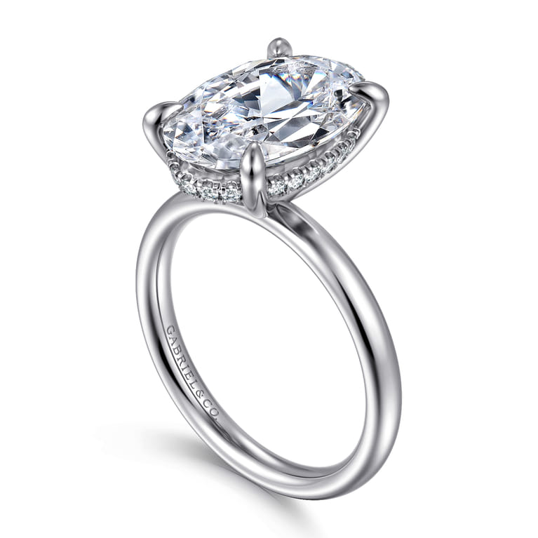 Peace - 14K White Gold Oval Diamond Engagement Ring - 0.13 ct - Shot 3