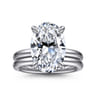 Peace - 14K White Gold Oval Diamond Engagement Ring - 0.13 ct