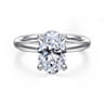 Peace - 14K White Gold Oval Diamond Engagement Ring - 0.08 ct