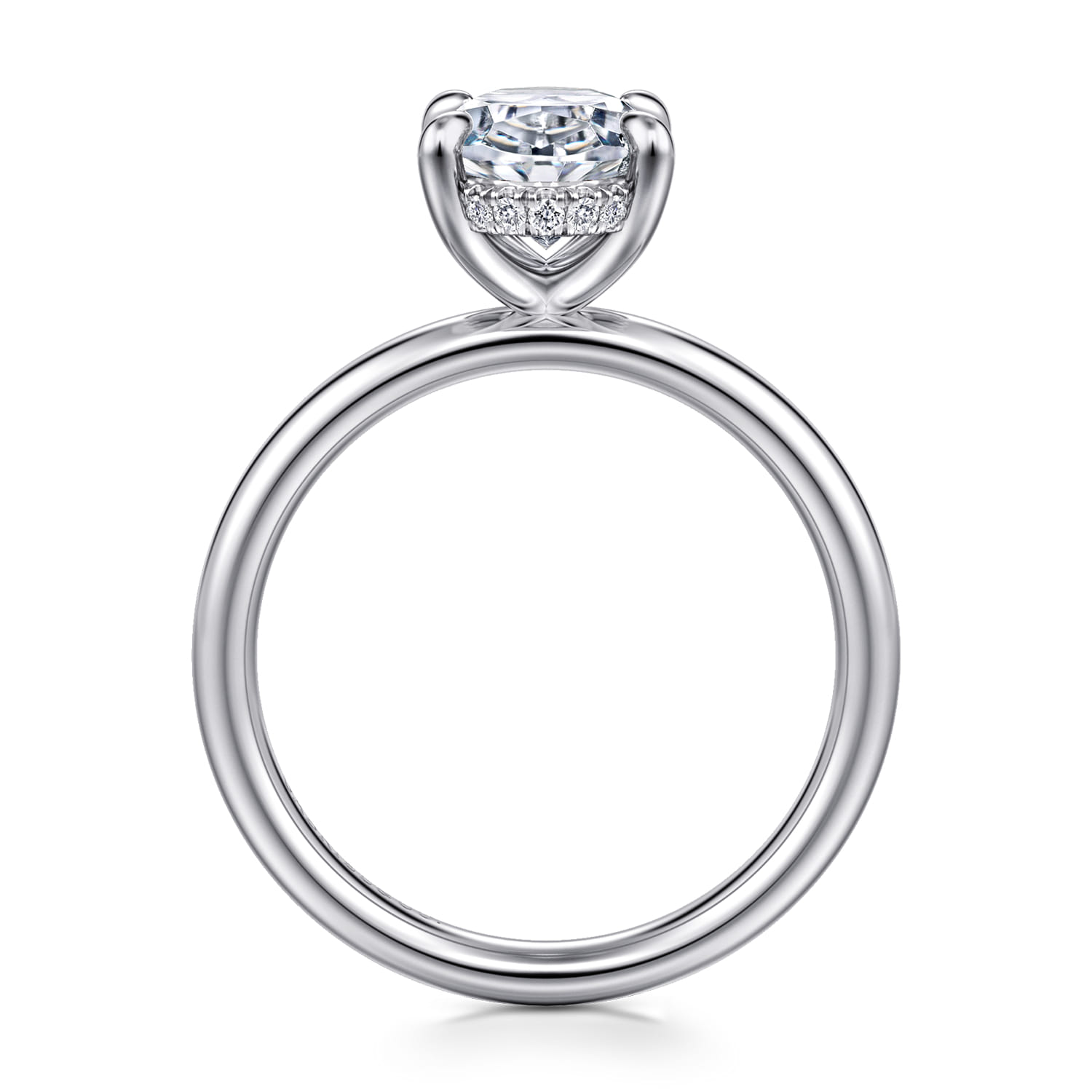 Peace - 14K White Gold Oval Diamond Engagement Ring - 0.08 ct - Shot 2
