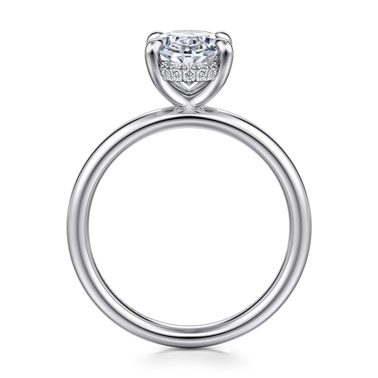 Peace - 14K White Gold Oval Diamond Engagement Ring - 0.08 ct - Shot 2