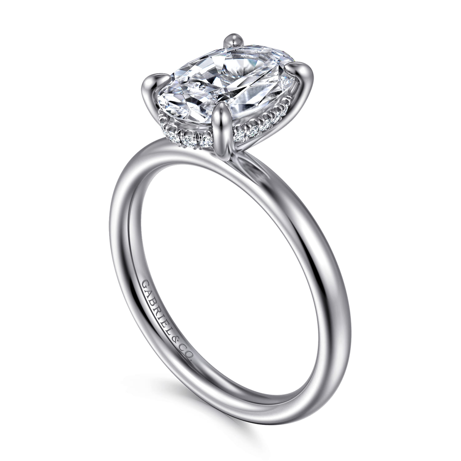 Peace - 14K White Gold Oval Diamond Engagement Ring - 0.08 ct - Shot 3