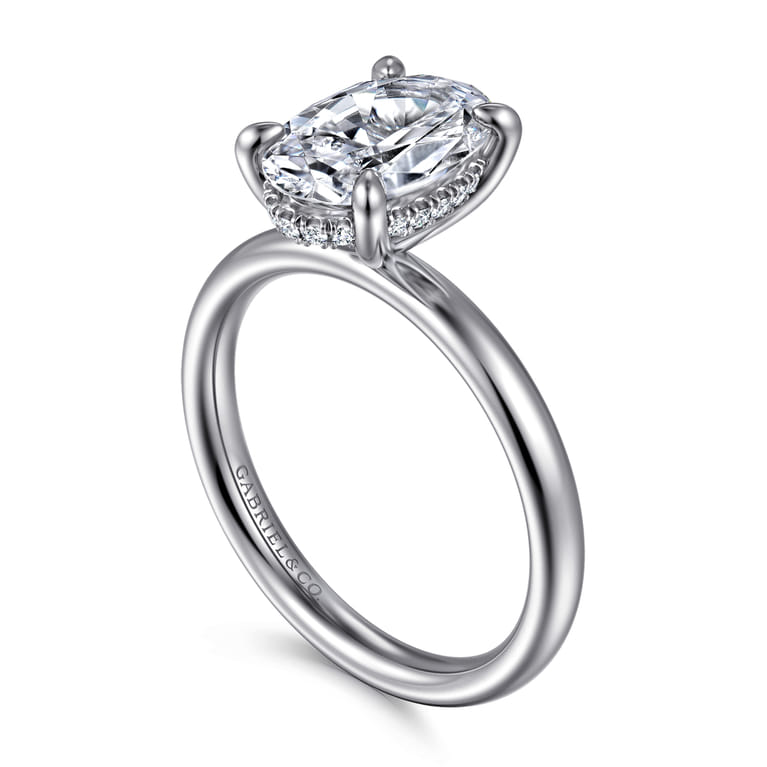 Peace - 14K White Gold Oval Diamond Engagement Ring - 0.08 ct - Shot 3
