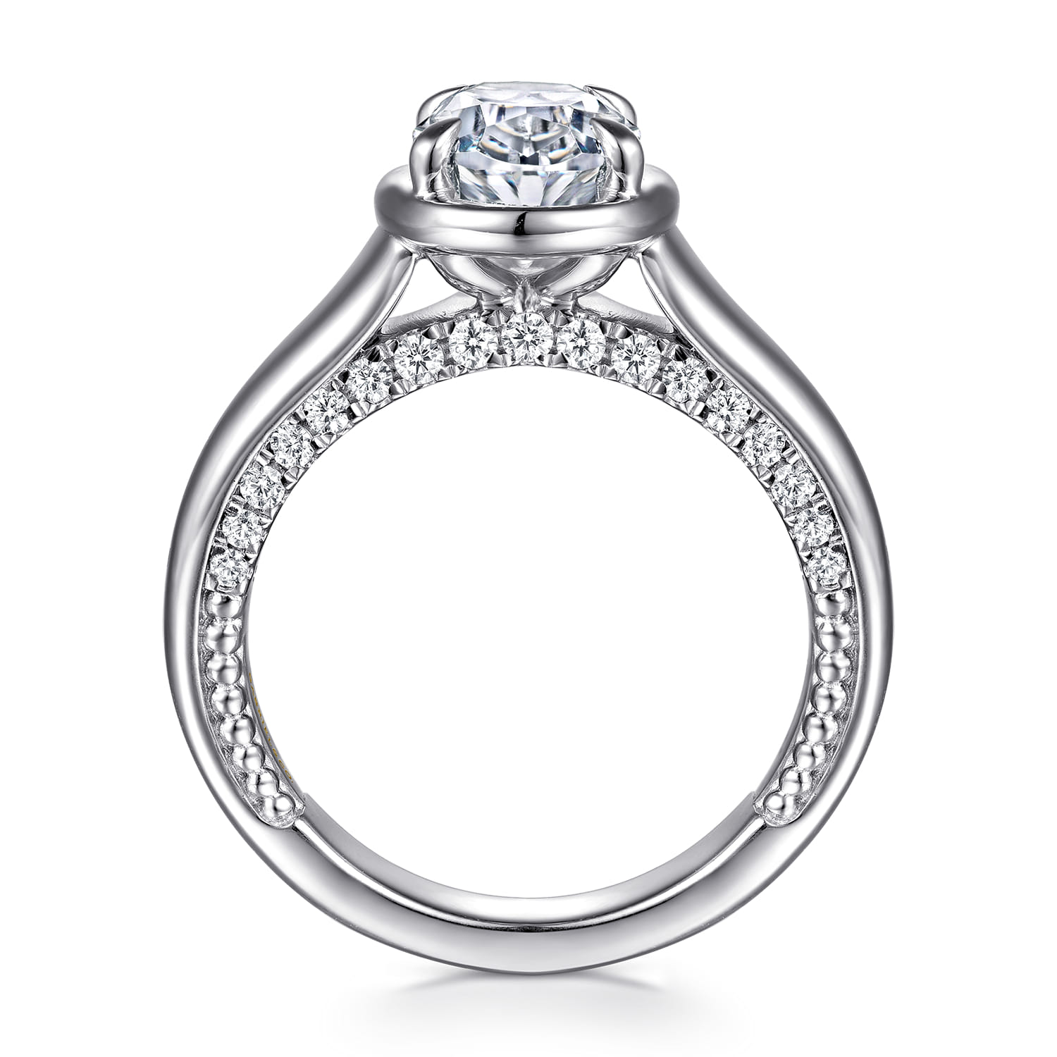 Ettie - 14K White Gold Bezel Prong Oval Diamond Engagement Ring - 0.35 ct - Shot 2