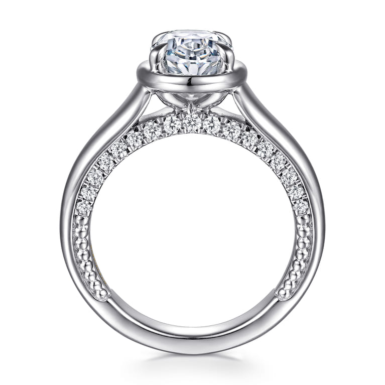 Ettie - 14K White Gold Bezel Prong Oval Diamond Engagement Ring - 0.35 ct - Shot 2