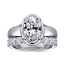 Ettie - 14K White Gold Bezel Prong Oval Diamond Engagement Ring - 0.35 ct