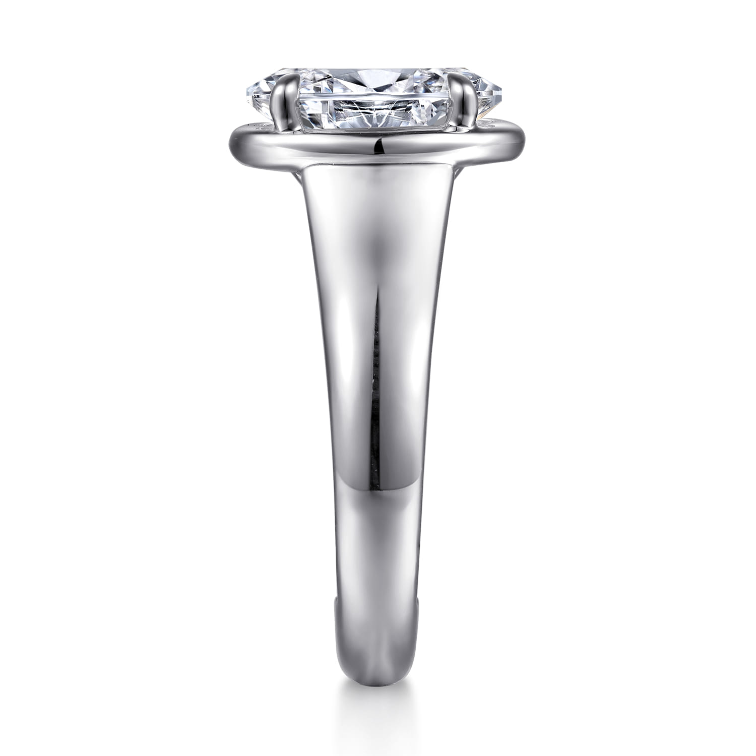 Ettie - 14K White Gold Bezel Prong Oval Diamond Engagement Ring - 0.35 ct - Shot 5