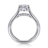 Villa - 14K White Gold Half Bezel Oval Diamond Engagement Ring - 0.1 ct
