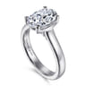 Villa - 14K White Gold Half Bezel Oval Diamond Engagement Ring - 0.1 ct