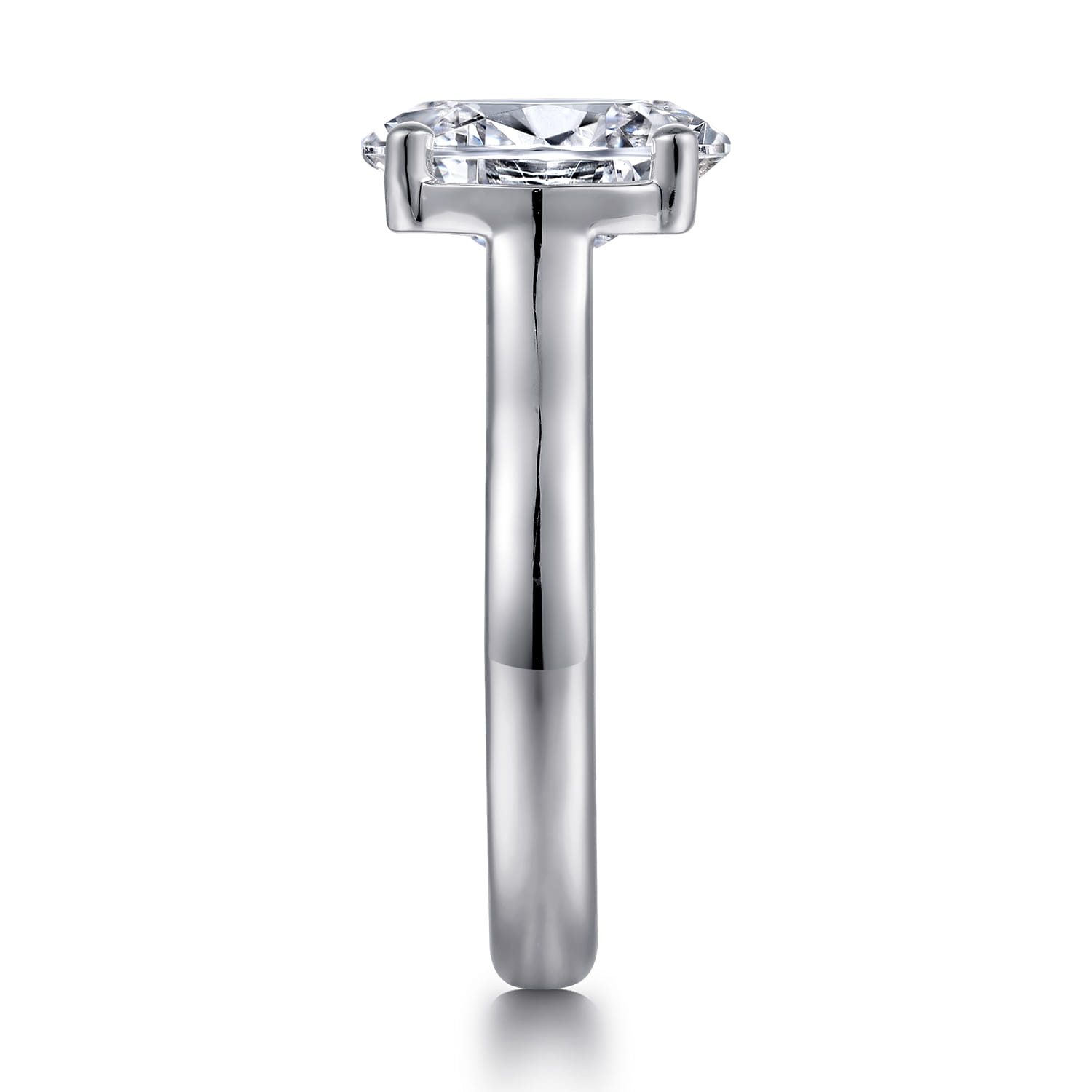 Villa - 14K White Gold Half Bezel Oval Diamond Engagement Ring - 0.1 ct - Shot 5
