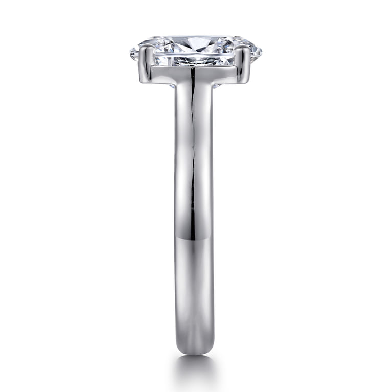Villa - 14K White Gold Half Bezel Oval Diamond Engagement Ring - 0.1 ct - Shot 5