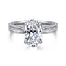 Celestiana - Vintage Inspired 14K White Gold Oval Solitaire Engagement Ring - 0.08 ct