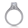 Celestiana - Vintage Inspired 14K White Gold Oval Solitaire Engagement Ring - 0.08 ct