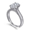 Celestiana - Vintage Inspired 14K White Gold Oval Solitaire Engagement Ring - 0.08 ct