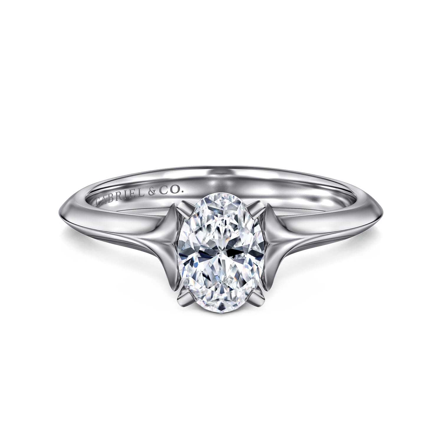 Ellis - 14K White Gold Oval Diamond Engagement Ring - Shot 1