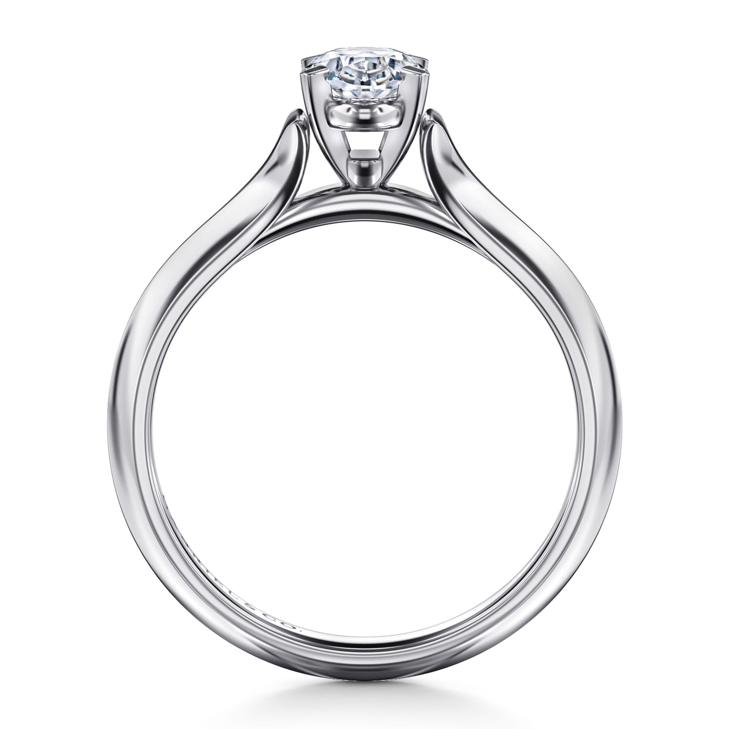 Ellis - 14K White Gold Oval Diamond Engagement Ring - Shot 2
