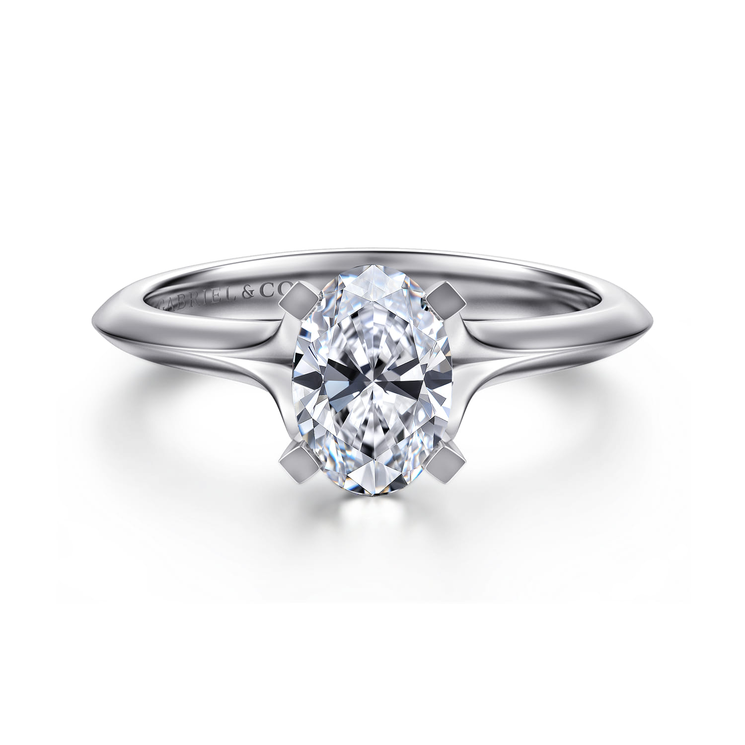 Ellis - 14K White Gold Oval Diamond Engagement Ring - Shot 1