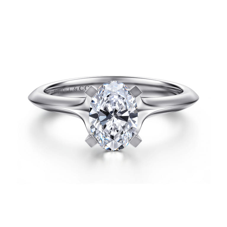 Ellis - 14K White Gold Oval Diamond Engagement Ring - Shot 1