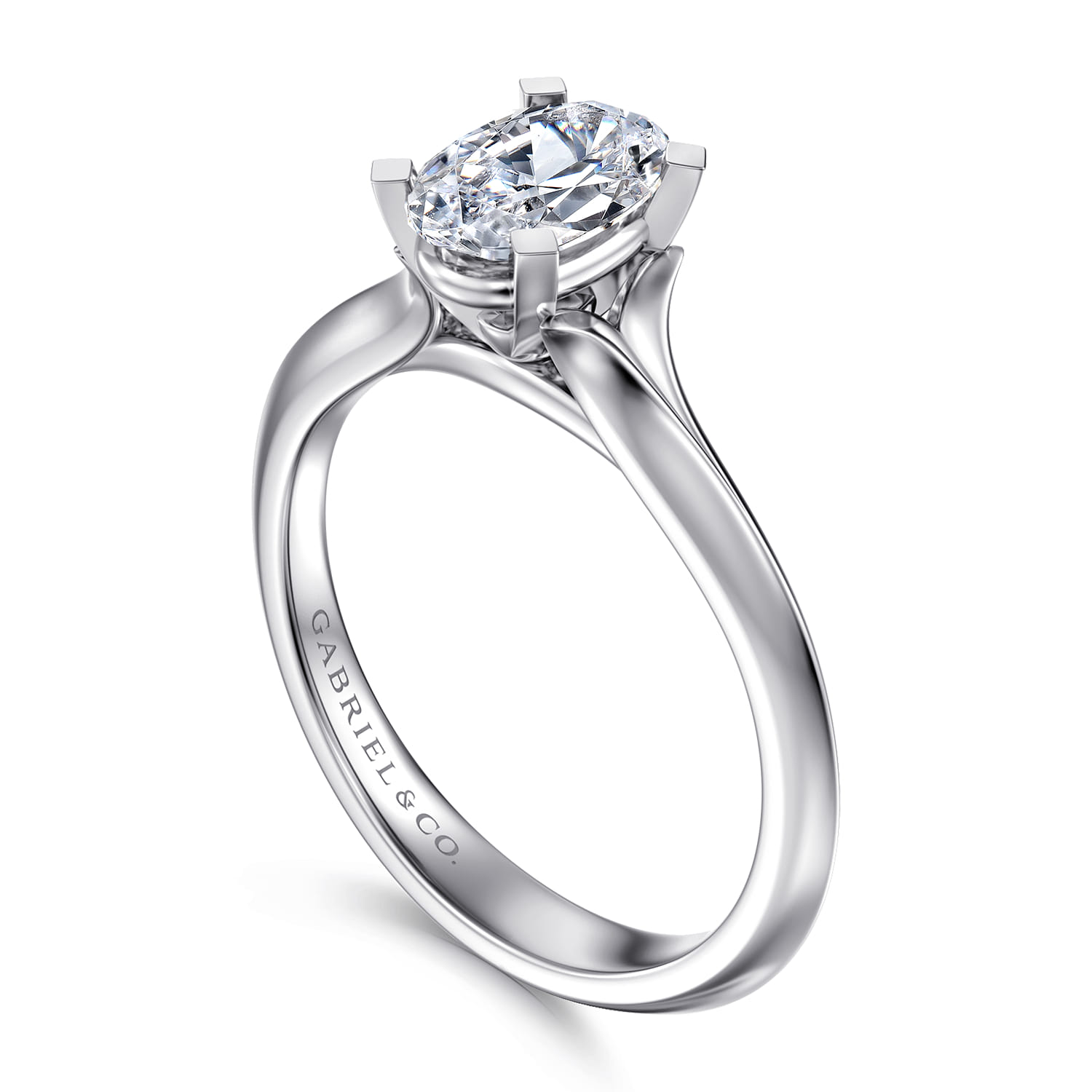 Ellis - 14K White Gold Oval Diamond Engagement Ring - Shot 3
