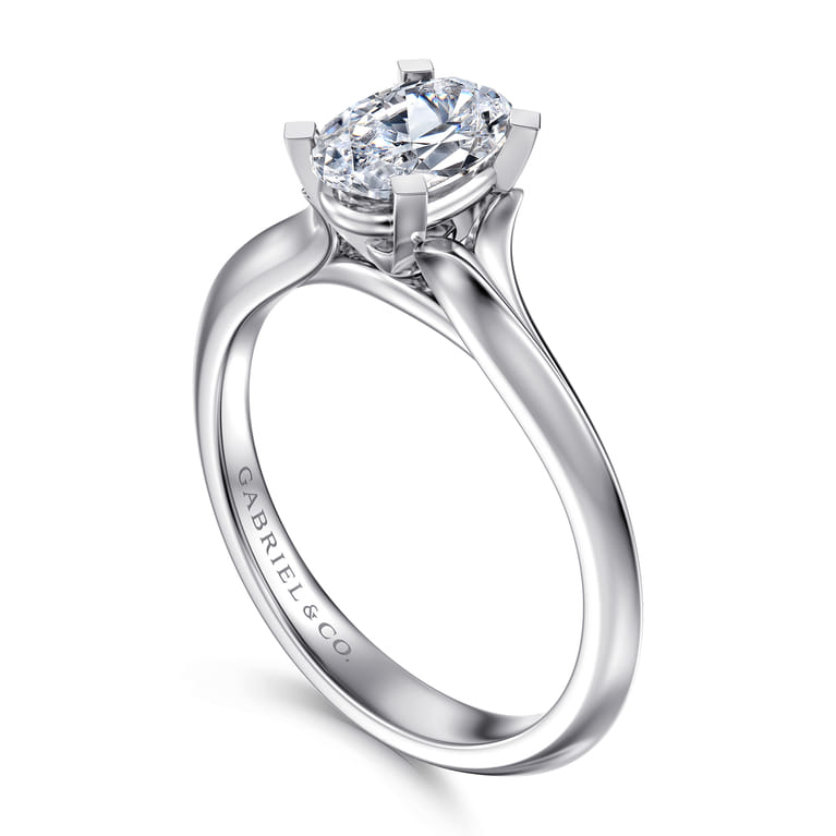 Ellis - 14K White Gold Oval Diamond Engagement Ring - Shot 3