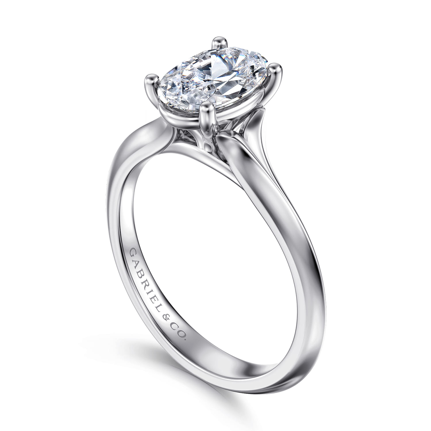 Ellis - 14K White Gold Oval Diamond Engagement Ring - Shot 3