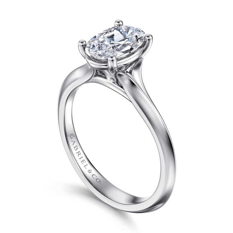 Ellis - 14K White Gold Oval Diamond Engagement Ring - Shot 3