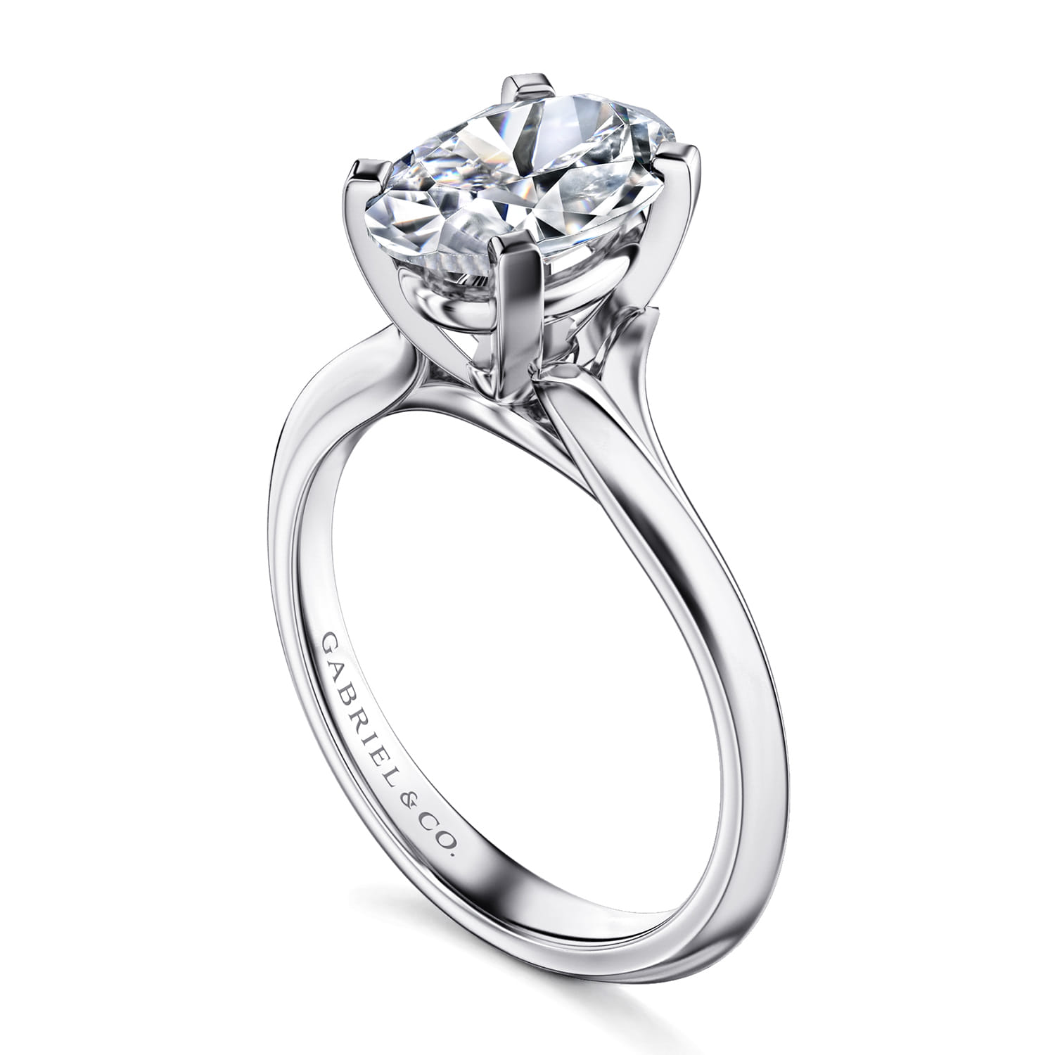 Ellis - 14K White Gold Oval Diamond Engagement Ring - Shot 3