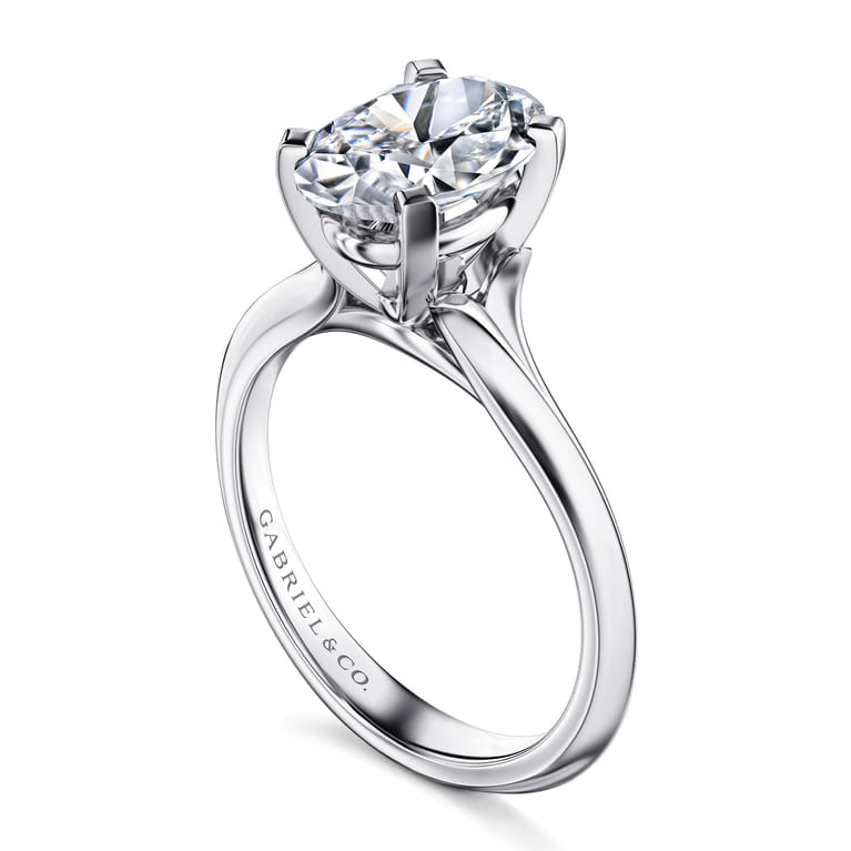 Ellis - 14K White Gold Oval Diamond Engagement Ring - Shot 3