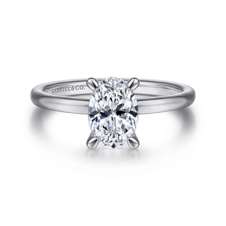 Ali - 14K White Gold Oval Diamond Engagement Ring - Shot 1