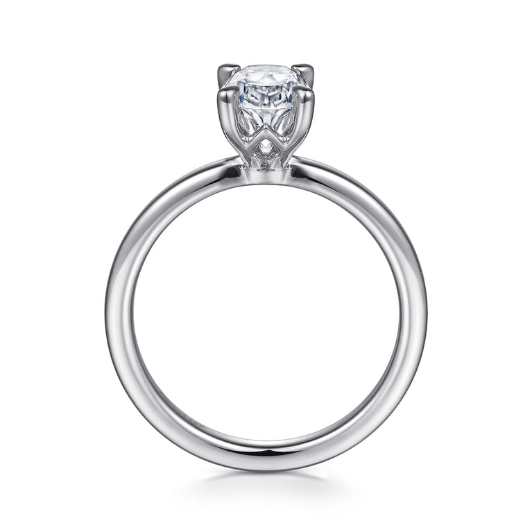 Ali - 14K White Gold Oval Diamond Engagement Ring - Shot 2