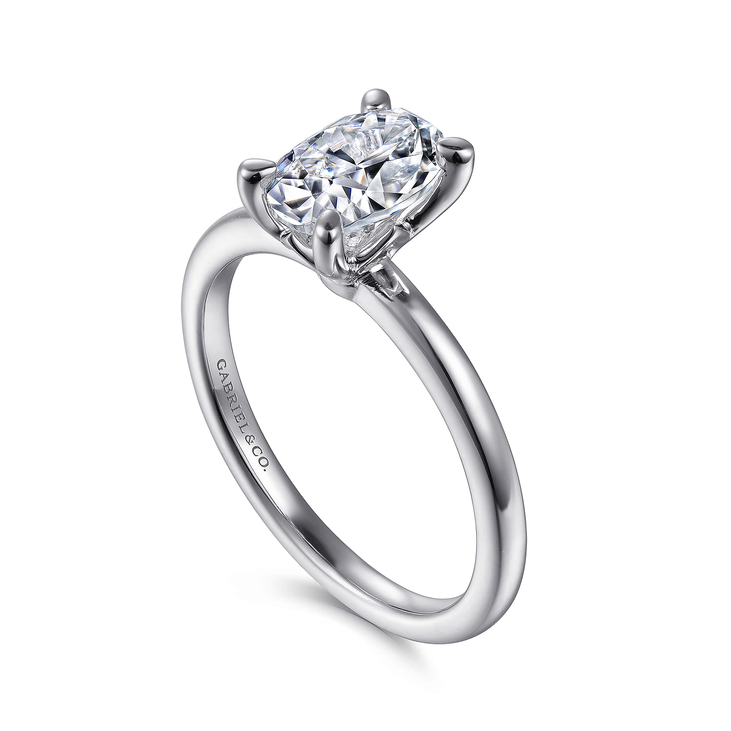 Ali - 14K White Gold Oval Diamond Engagement Ring - Shot 3