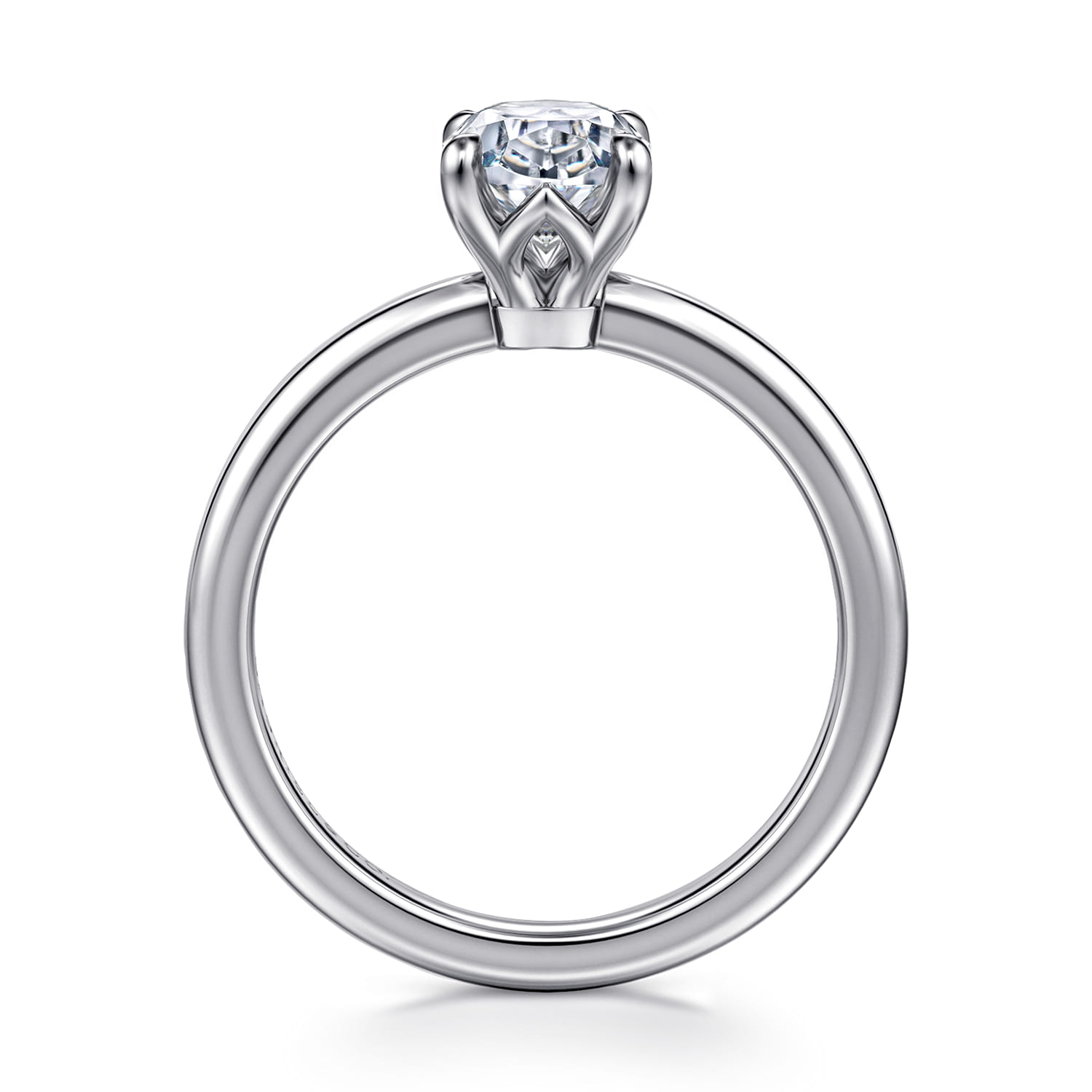 Ali - 14K White Gold Oval Diamond Engagement Ring - Shot 2
