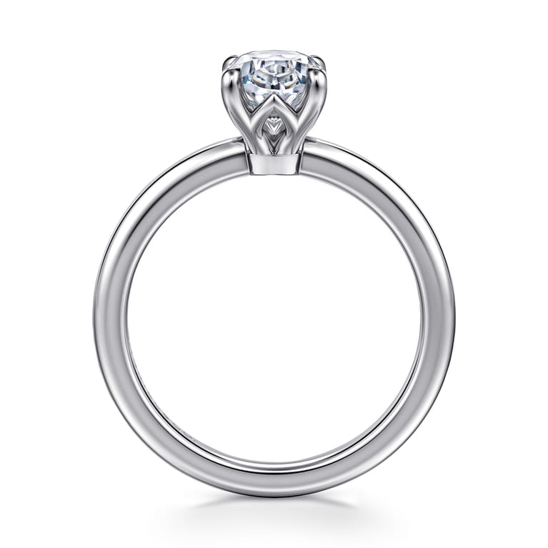 Ali - 14K White Gold Oval Diamond Engagement Ring - Shot 2