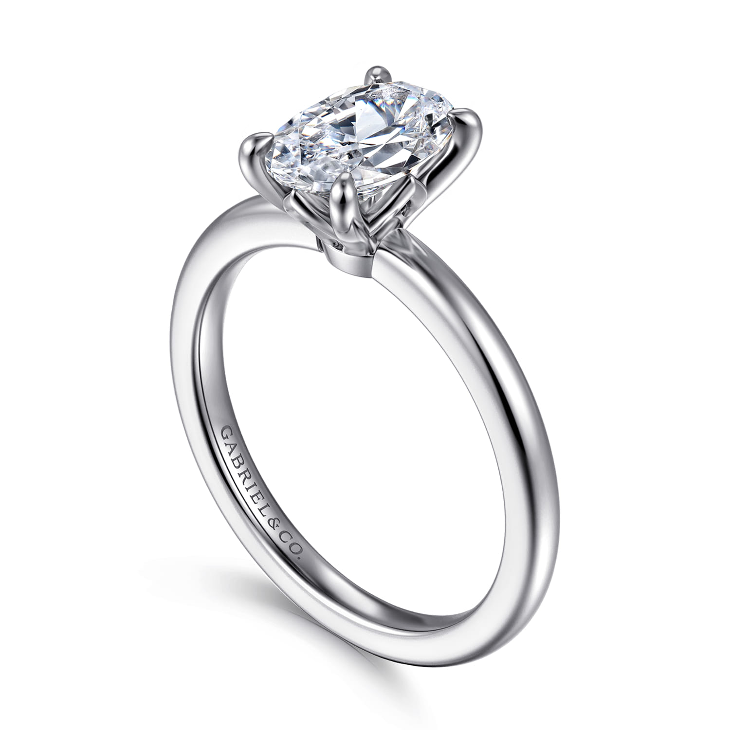 Ali - 14K White Gold Oval Diamond Engagement Ring - Shot 3