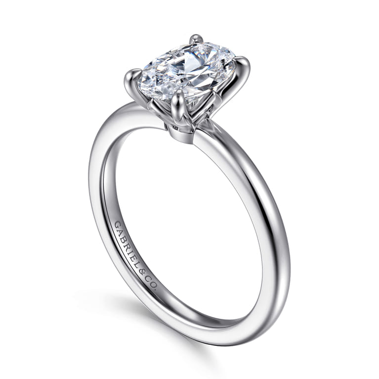 Ali - 14K White Gold Oval Diamond Engagement Ring - Shot 3
