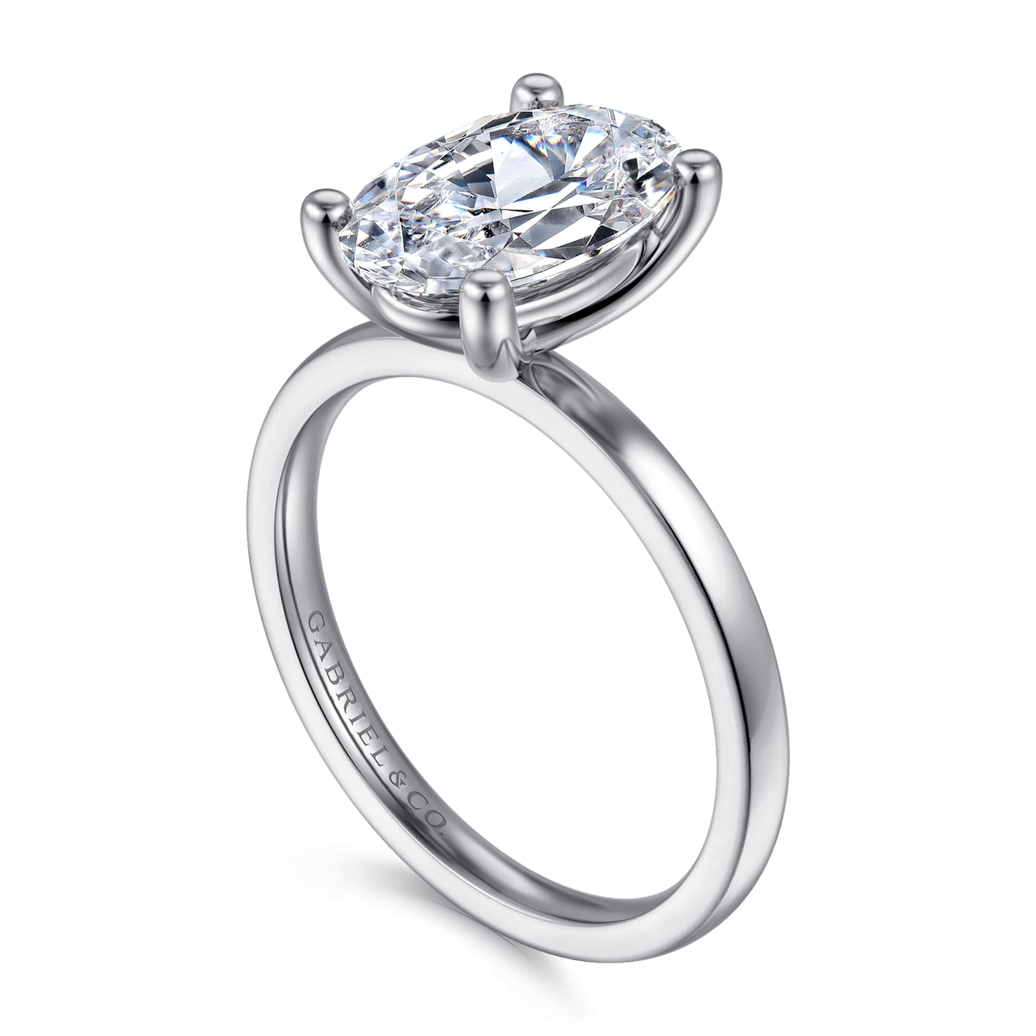 Paula - 14K White Gold Oval Diamond Engagement Ring - Shot 3
