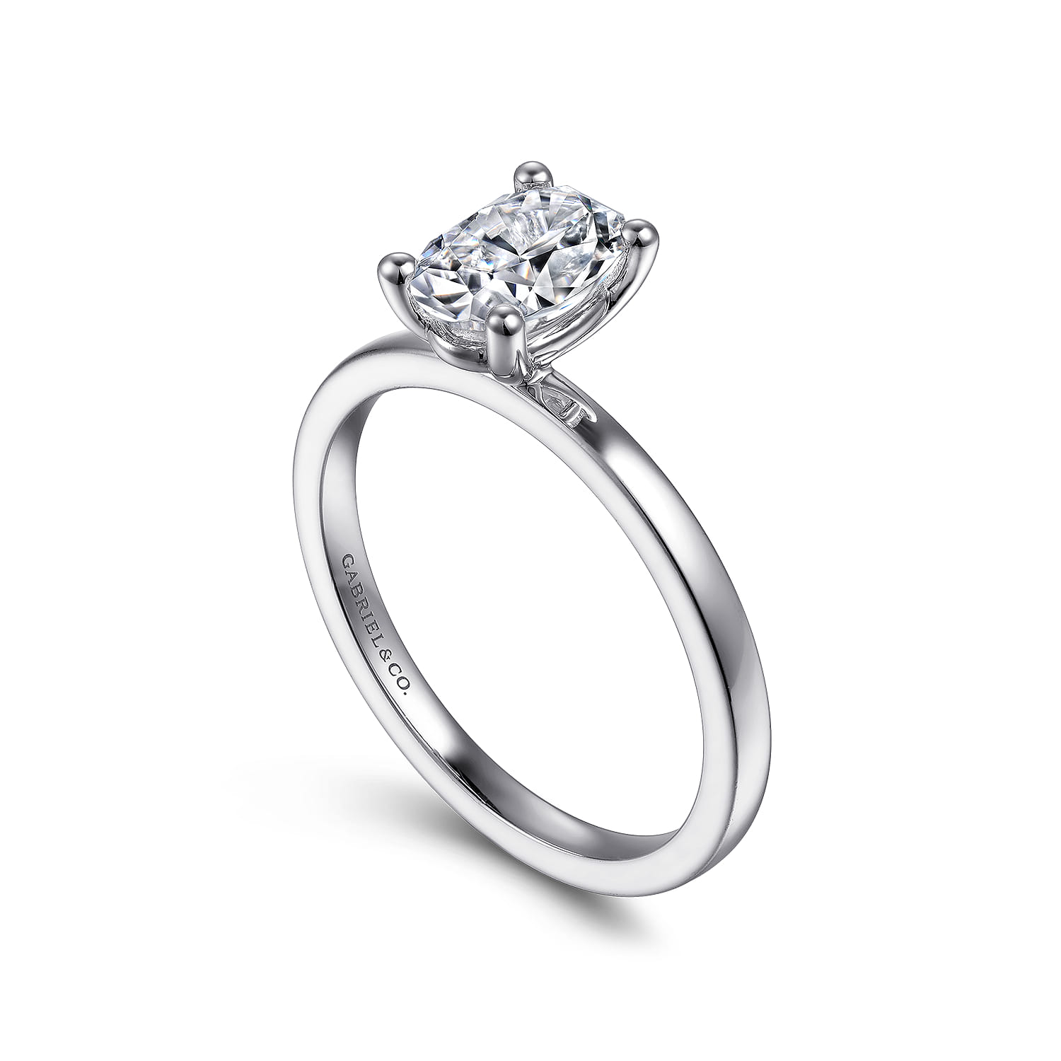 Paula - 14K White Gold Oval Diamond Engagement Ring - Shot 3
