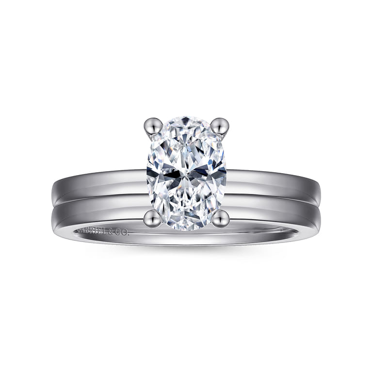 Paula - 14K White Gold Oval Diamond Engagement Ring - Shot 4